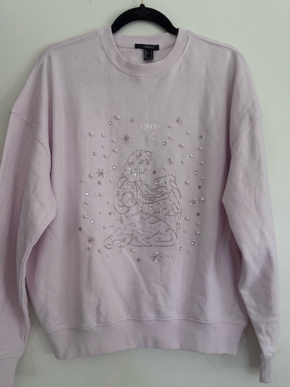 Forever 21 VIRGO Light Pink Crewneck Sweatshirt